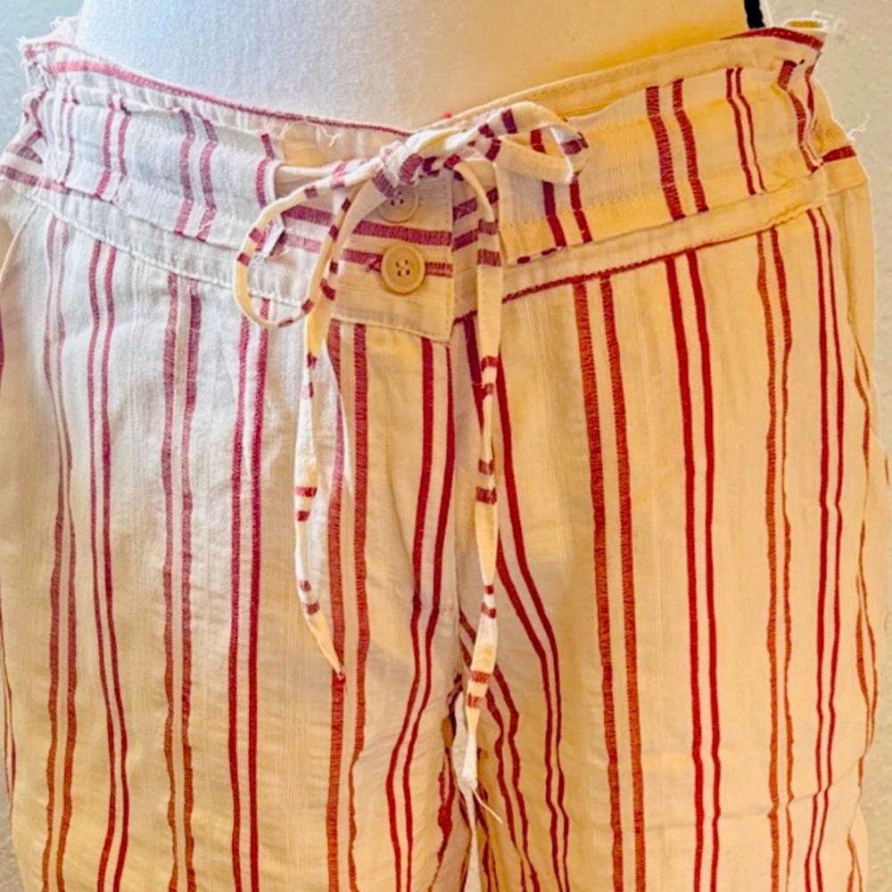 VINTAGE Occhi Neri Red and White Striped linen Italian pants. TALL GIRLS DREAM !